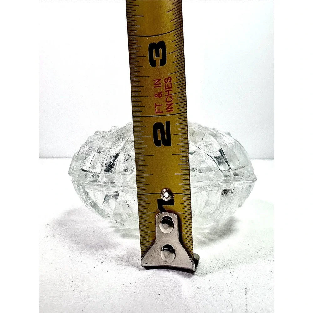 Vintage Cut Crystal Glass Round Trinket Dish With Lid Star Pattern Jewellery Box